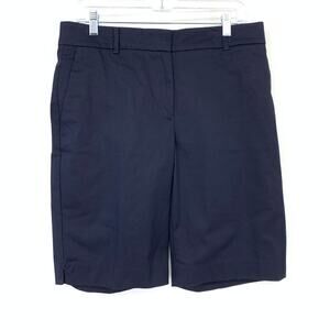 Ann Taylor Chino Bermuda Shorts Womens Size 8 Navy Blue Stretch Cotton